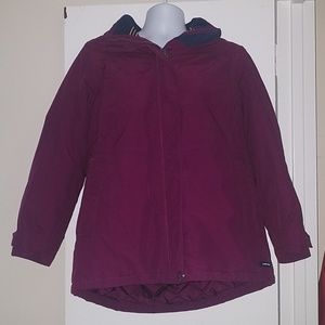Lands End Squall M Purple Fleece Lined Hooded Coat